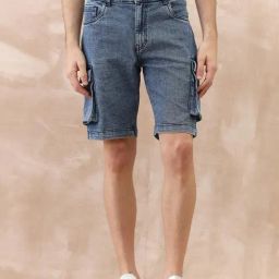 Iconic Blue Regular Fit Solid Shorts-picture-27