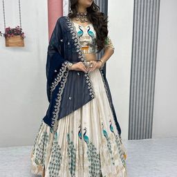 BAESD Floral Embroidered Sequinned Semi-Stitched Lehenga & Unstitched Blouse With Dupatta-picture-37