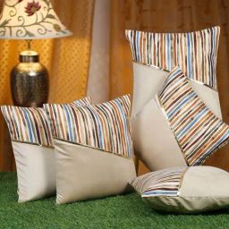 HOSTA HOMES Cream Polyester Stripe Pattern Cushion Covers - Set of 5-50