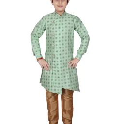 Pro-Ethic Style Developer Kids Light Green Printed Full Sleeves Kurta with Pyjamas-image-28
