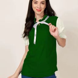 PATRORNA Off White & Green Regular Fit Top-image-99