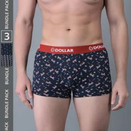 Dollar Bigboss Assorted Cotton Regular Fit Printed Trunks - Pack Of 3-picture-14