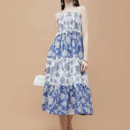 Colour Me by Melange Blue Cotton Print Dress-image-50