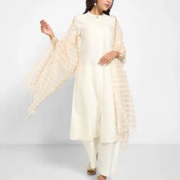 Rangmanch by Pantaloons Snow White Striped Dupatta-image-68
