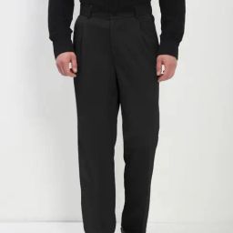 SHOWOFF Black Regular Fit Self Design Trousers-image-99