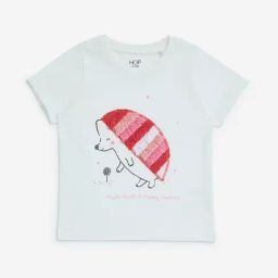 HOP Kids by Westside White Animal Design Cotton T-Shirt-image-46