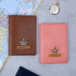 Sleek Tan And Peach Couple Passport Covers - Personalized-image-6