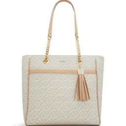 Aldo Yuliana Beige Synthetic Printed Tote Handbag-image-37