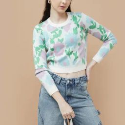 Ginger by Lifestyle Multicolored Printed Crop Pullover-45