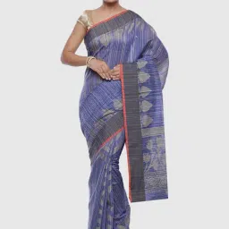 Banarasi Silk Works Blue Silk Woven Saree With Unstitched Blouse-image-33