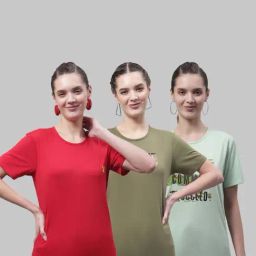Vimal Jonney Red & Green Cotton Printed Sports T-Shirt - Pack Of 3-image-47