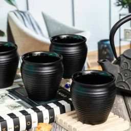 Servewell Black Melamine Matte Kulhad Mugs (0.18 L) - Set of 4-image-8