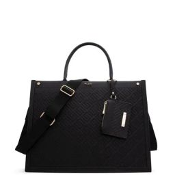 Aldo Vaspias Black Synthetic Textured Tote Handbag-17