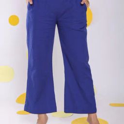KAORI BY SHREYA AGARWAL Blue Linen Solid Pants-image-22
