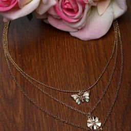 Karatcart Golden Butterfly and Star Multicharm Multilayered Chain Women-image-69