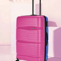 Nasher Miles Nicobar Hard-Sided Polypropylene Check-in Pink and Sky Blue 24 inch |65cm Trolley Bag-2