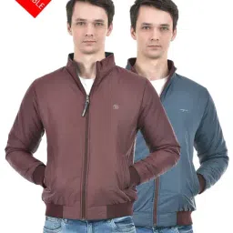 Integriti Wine & Blue Regular Fit Reversible Jacket-picture-0