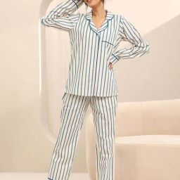 Libas Off white Striped Pyjamas Set-11