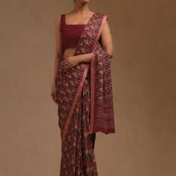 Soch Maroon Georgette Geometric Saree with Unstitched Blouse-picture-14