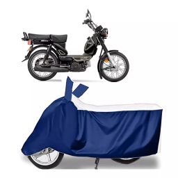 Auto Pearl Two Wheeler Cover for TVS Heavy Duty - White, Blue-picture-20