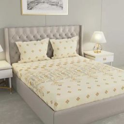 Raymond Home Yellow Cotton 144 TC King Bedsheet with 2 Pillow Covers-image-78