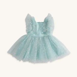Pantaloons Baby Aqua Blue Cotton Self Pattern Dress-image-42