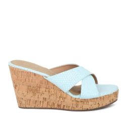 Inc.5 Women's Blue Cross Strap Wedges-image-47
