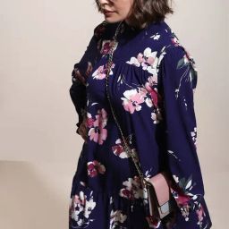 Vero Moda Blue Floral Print A Line Dress-image-56