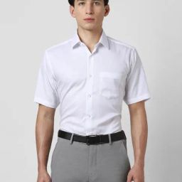 Van Heusen White Cotton Regular Fit Texture Shirt-image-92