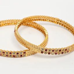 NVR Gold-Plated Cubic Zirconia Stone Studded Bangles Set of 2 image 2