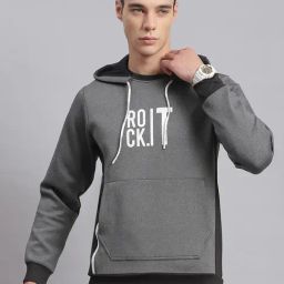 Rock.it Charcoal Regular Fit Printed Hooded Sweatshirt-9