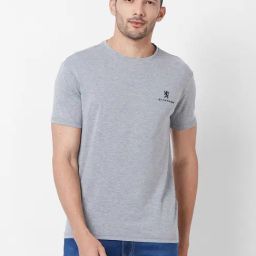 Giordano Grey Melange Cotton Slim Fit T-Shirt-image-19