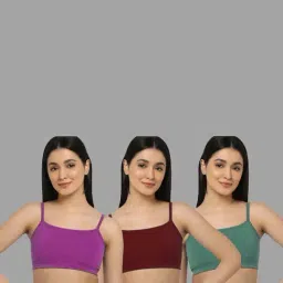 AROUSY Purple & Maroon Cotton Beginner's Bras - Pack Of 3-image-87