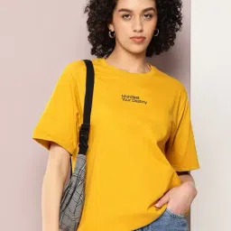 Dillinger Yellow Cotton Graphic Print Oversized T-Shirt-image-83