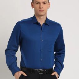 Turtle Blue Cotton Regular Fit Dobby Shirt-image-42
