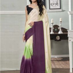 Satrani Multicolored Ombre Saree With Unstitched Blouse-picture-26