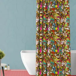 ArtzFolio Olive, White & Blue Printed Waterproof Shower Curtain-47