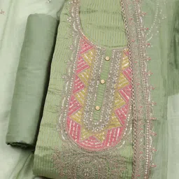 Meena Bazaar Embroidered Sequinned Art Silk Unstitched Dress Material-picture-14