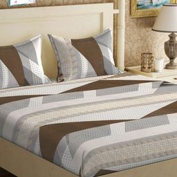 Myntra Elegant Homes Book Fold White Printed 300 TC Fitted King Bedsheet Set 2.5 x 2.25m-image-57