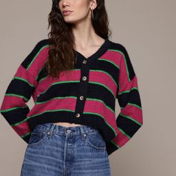 The Roadster Lifestyle Co. Striped Fuzzy Drop-Shoulder Cardigan-image-64
