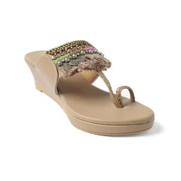 CHY Women Embellished Open Toe Wedge Sandals-10
