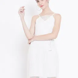 DODO & MOA White Lace Pattern Shift Dress-image-44