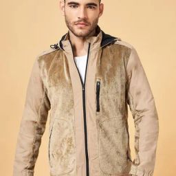 Urban Ranger by Pantaloons Khaki Regular Fit Self Pattern Hooded Jacket-30