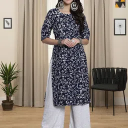 HERE&NOW Selection Of 2 Abstract Printed Round Neck Straight Kurtas-picture-8