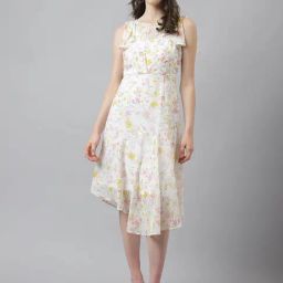 Latin Quarters Multicolor Floral Print High Low Dress-image-73