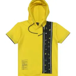 Cavio Boys Yellow & Black Color Block T-Shirt-picture-6