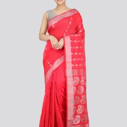 Pinkloom Pink Woven Saree With Unstitched Blouse-picture-47
