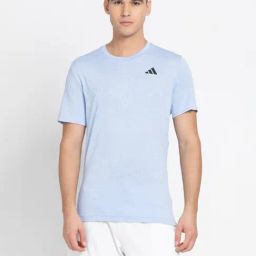 adidas T FREELIFT Blue Slim Fit Printed Sports T-Shirt-image-0
