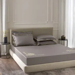 DDECOR Live beautiful Embroidery Cement Grey 210 TC Cotton King  Bedsheet with 2 Pillow Covers-image-92