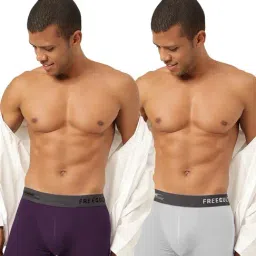 Freecultr Trippy Violet & Cloud White Comfort Fit Trunks - Pack of 2-image-57